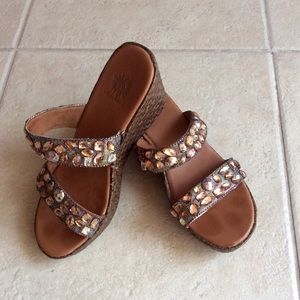 Beaded Wedge Sandals